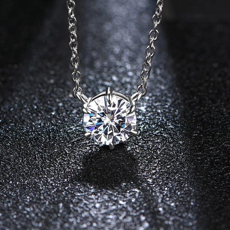 RSP-102 O-chain Original Moissanite Solitaire Pendant Necklace in Pure Silver al-riaz jewellers