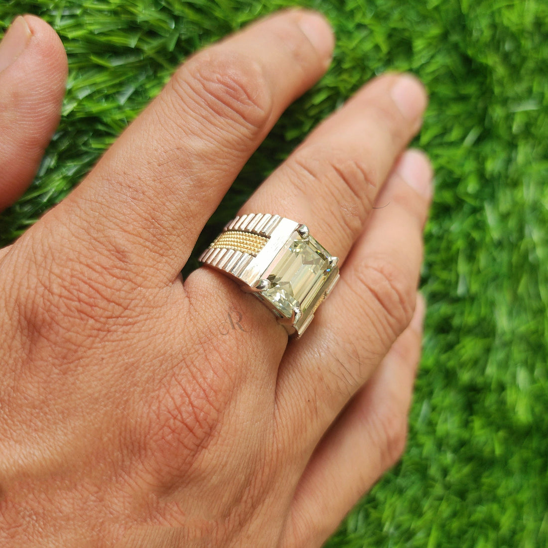 Rado Regal Emerald – Men’s Emerald Cut Moissanite Ring in 925 Silver (4crt & 8crt) Al-Riaz Jewellers