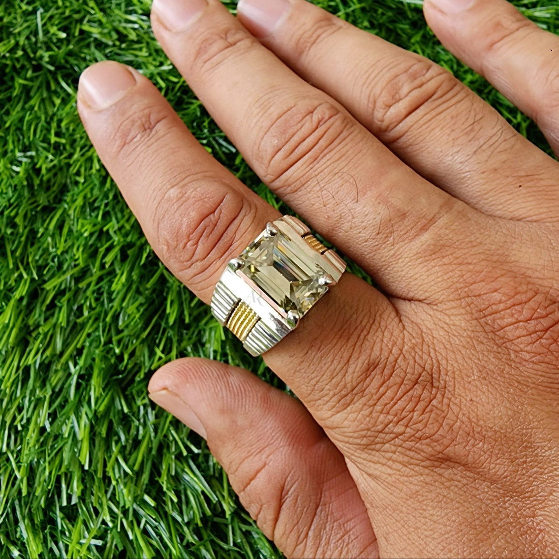 Rado Regal Emerald – Men’s Emerald Cut Moissanite Ring in 925 Silver (4crt & 8crt) Al-Riaz Jewellers