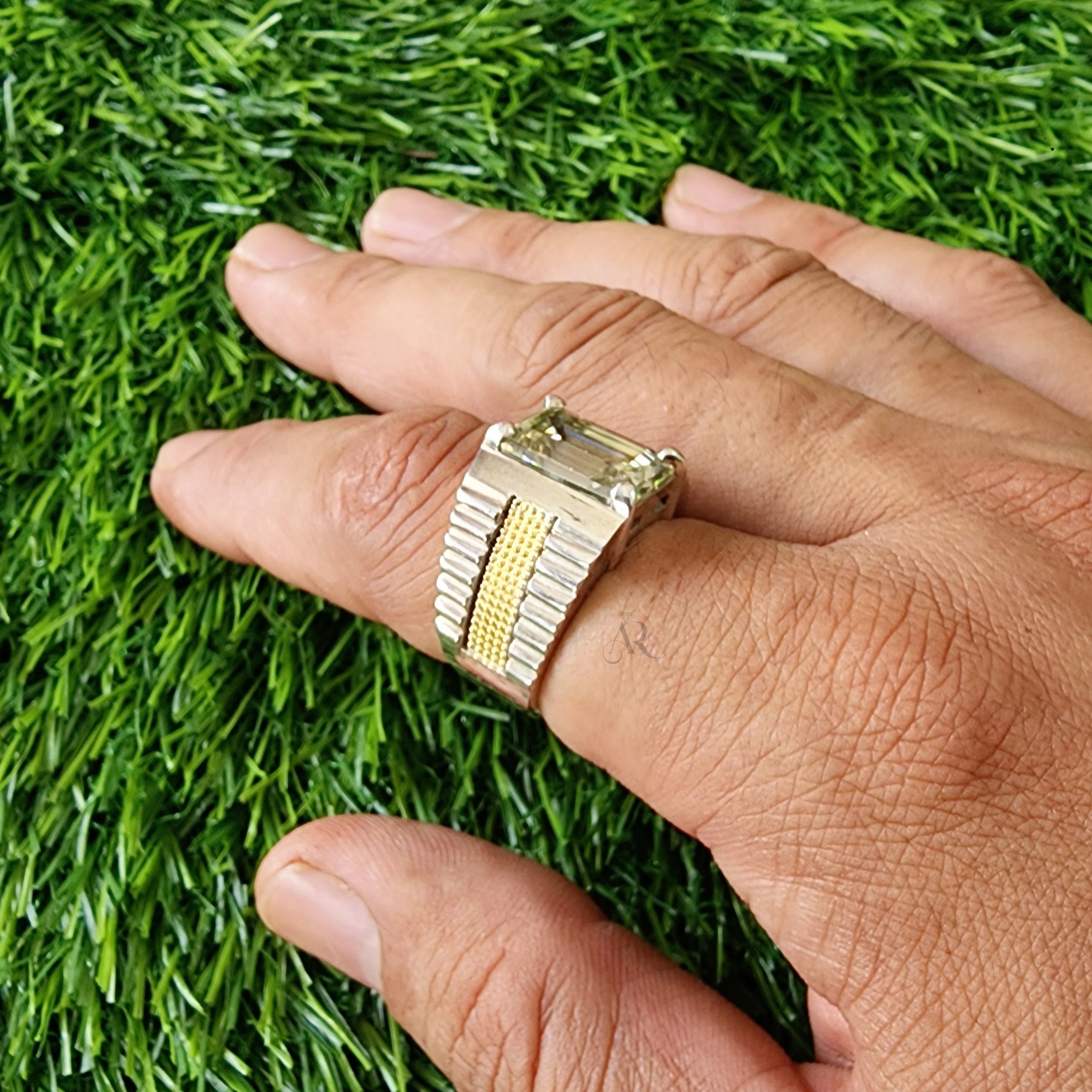 Rado Regal Emerald – Men’s Emerald Cut Moissanite Ring in 925 Silver (4crt & 8crt) Al-Riaz Jewellers