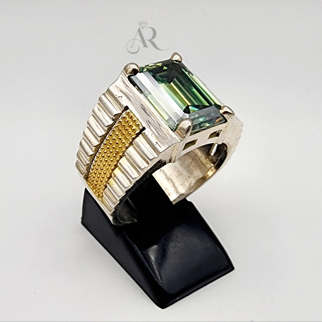 Rado Regal Emerald – Men’s Emerald Cut Moissanite Ring in 925 Silver (4crt & 8crt) Al-Riaz Jewellers