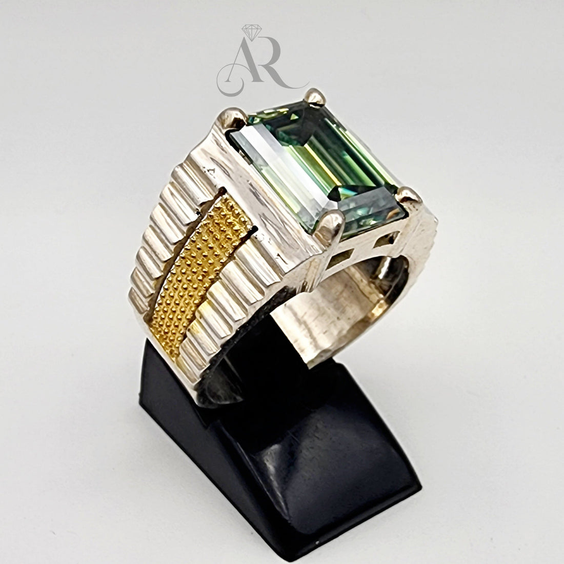 Rado Regal Emerald – Men’s Emerald Cut Moissanite Ring in 925 Silver (4crt & 8crt) Al-Riaz Jewellers
