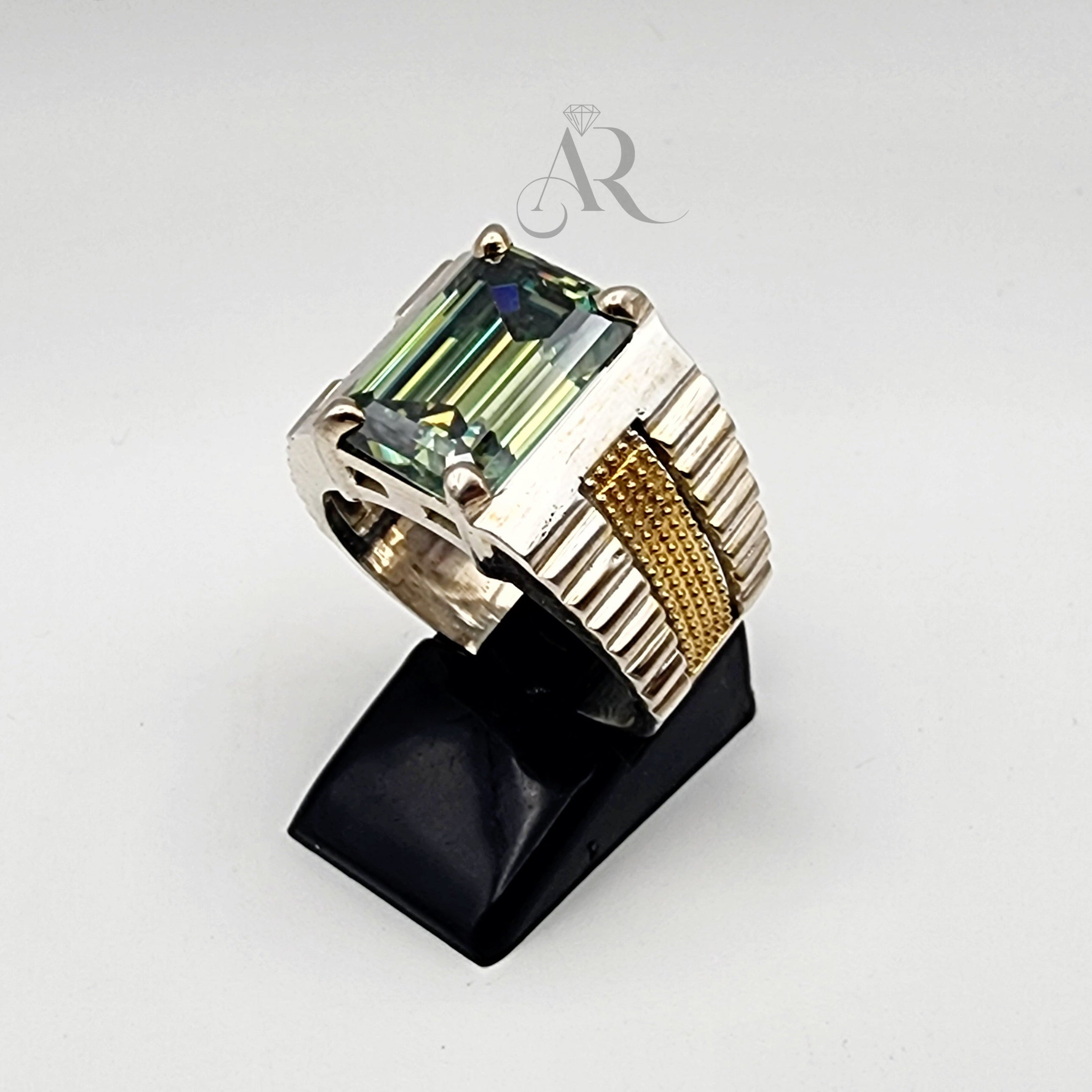 Rado Regal Emerald – Men’s Emerald Cut Moissanite Ring in 925 Silver (4crt & 8crt) Al-Riaz Jewellers