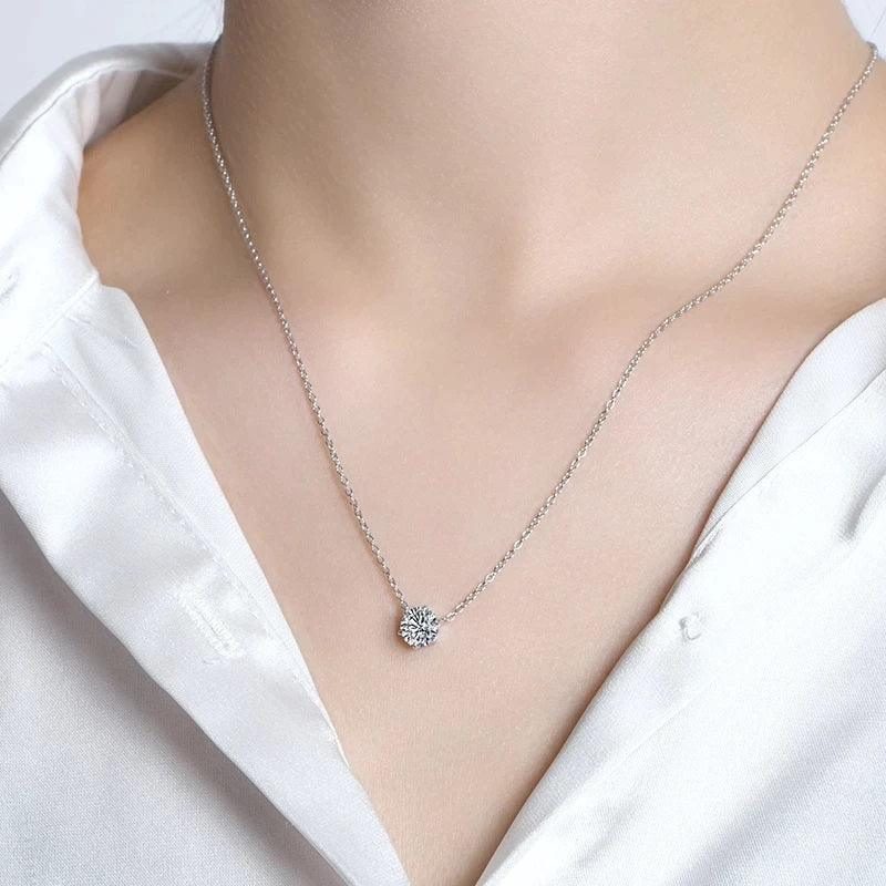 RSP-102 O-chain Original Moissanite Solitaire Pendant Necklace in Pure Silver al-riaz jewellers