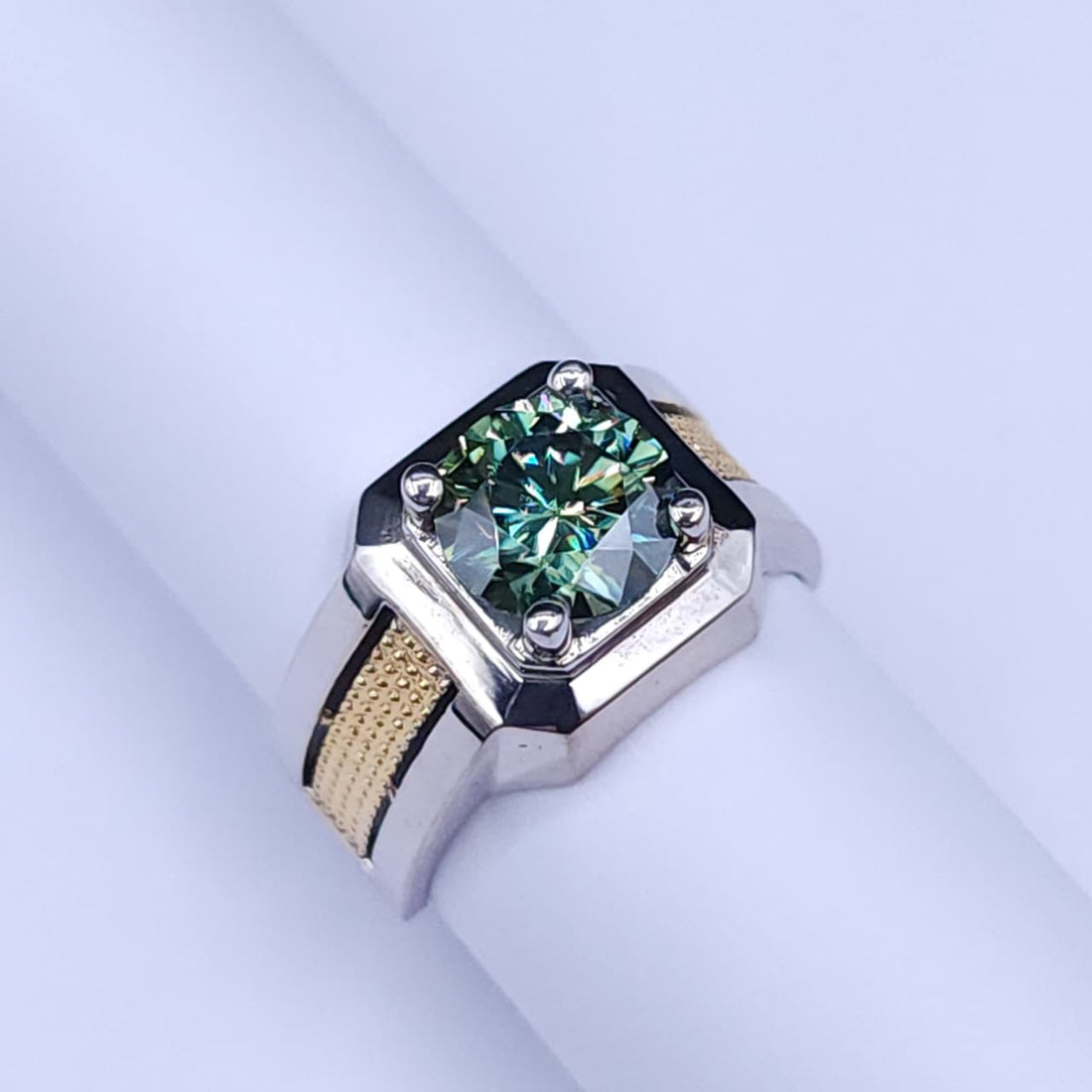 Verdant Crown Ring - Bold Green Moissanite Ring for Men in 925 Silver Al-Riaz Jewellers