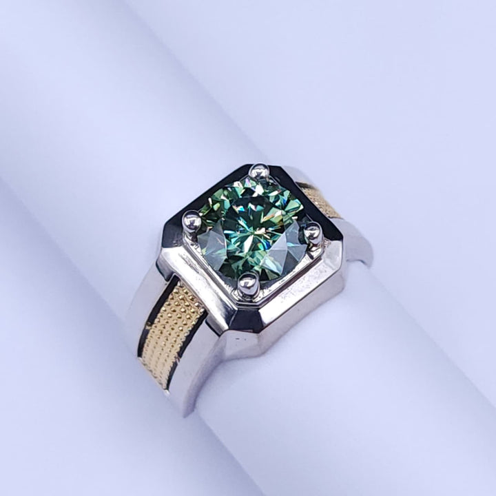 Verdant Crown Ring - Bold Green Moissanite Ring for Men in 925 Silver Al-Riaz Jewellers