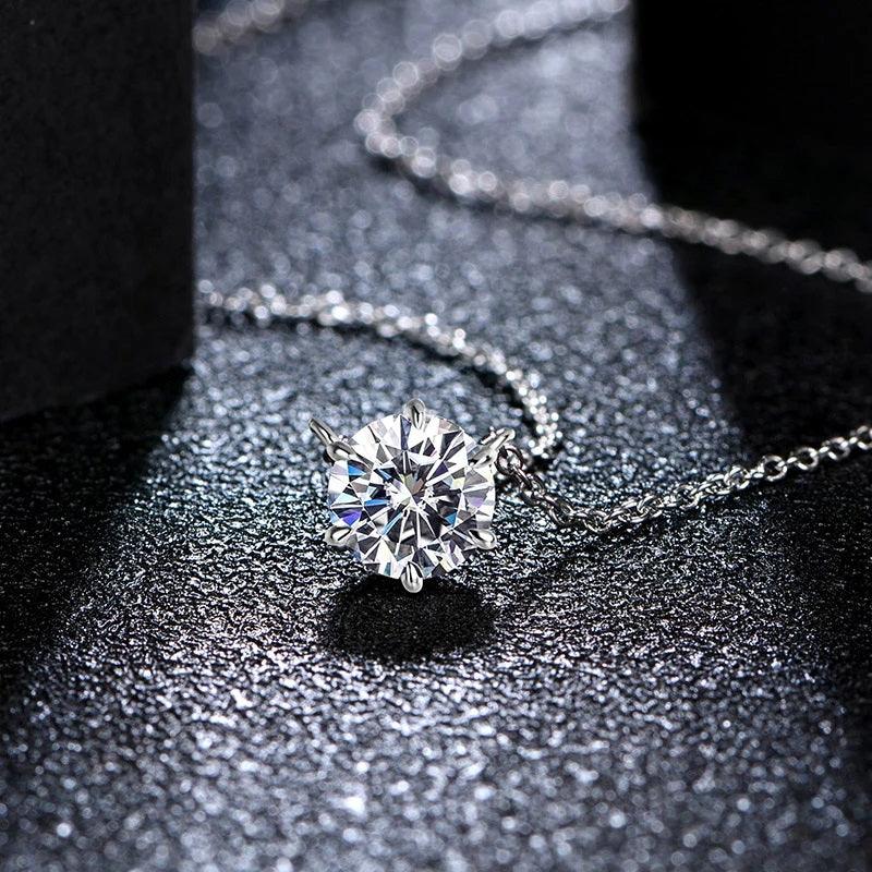 RSP-102 O-chain Original Moissanite Solitaire Pendant Necklace in Pure Silver al-riaz jewellers