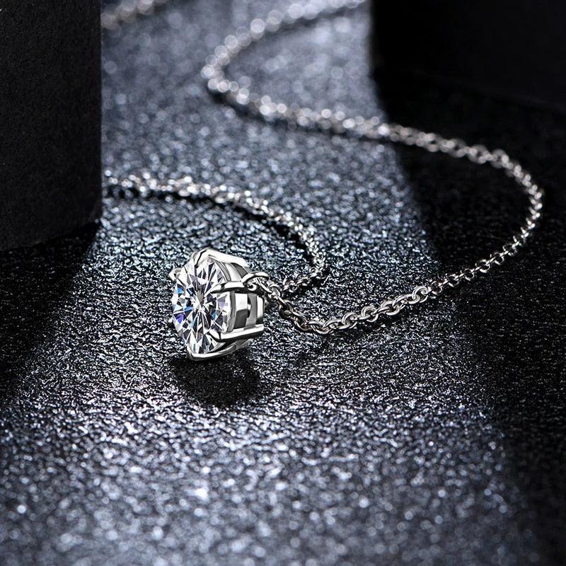 RSP-102 O-chain Original Moissanite Solitaire Pendant Necklace in Pure Silver al-riaz jewellers