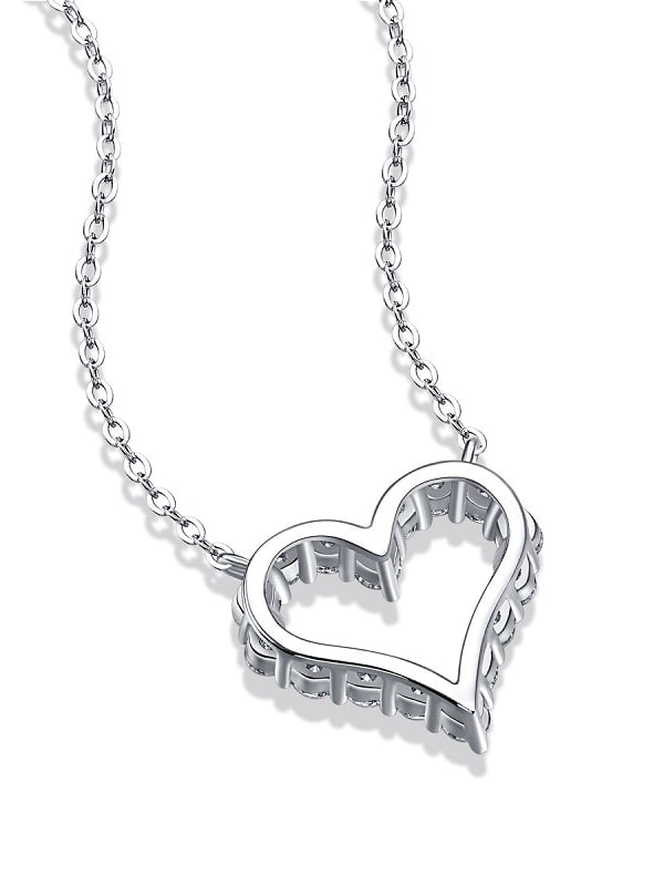 RSP-109 Original Moissanite Heart Pendant Necklace in Pure Silver al-riaz jewellers