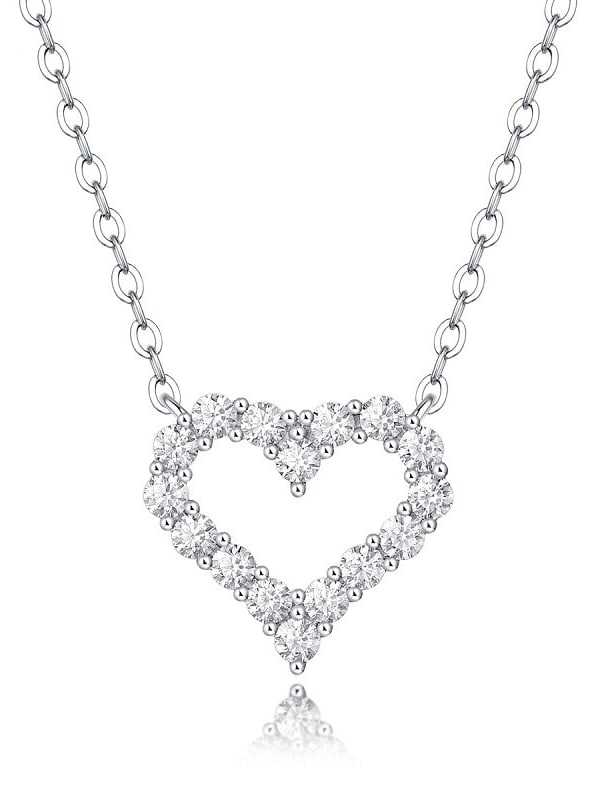 RSP-109 Original Moissanite Heart Pendant Necklace in Pure Silver al-riaz jewellers
