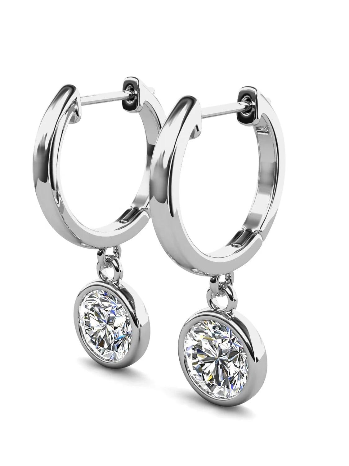 ARR-309 Elegance: Modern Hoop Earrings with 5.0mm Real Moissanite and Sterling Silver 925 al-riaz jewellers