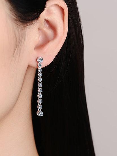 RSE 109 Elegance Redefined Moissanite Geometric Dainty Long Drop Earring 1.18 Ct al-riaz jewellers