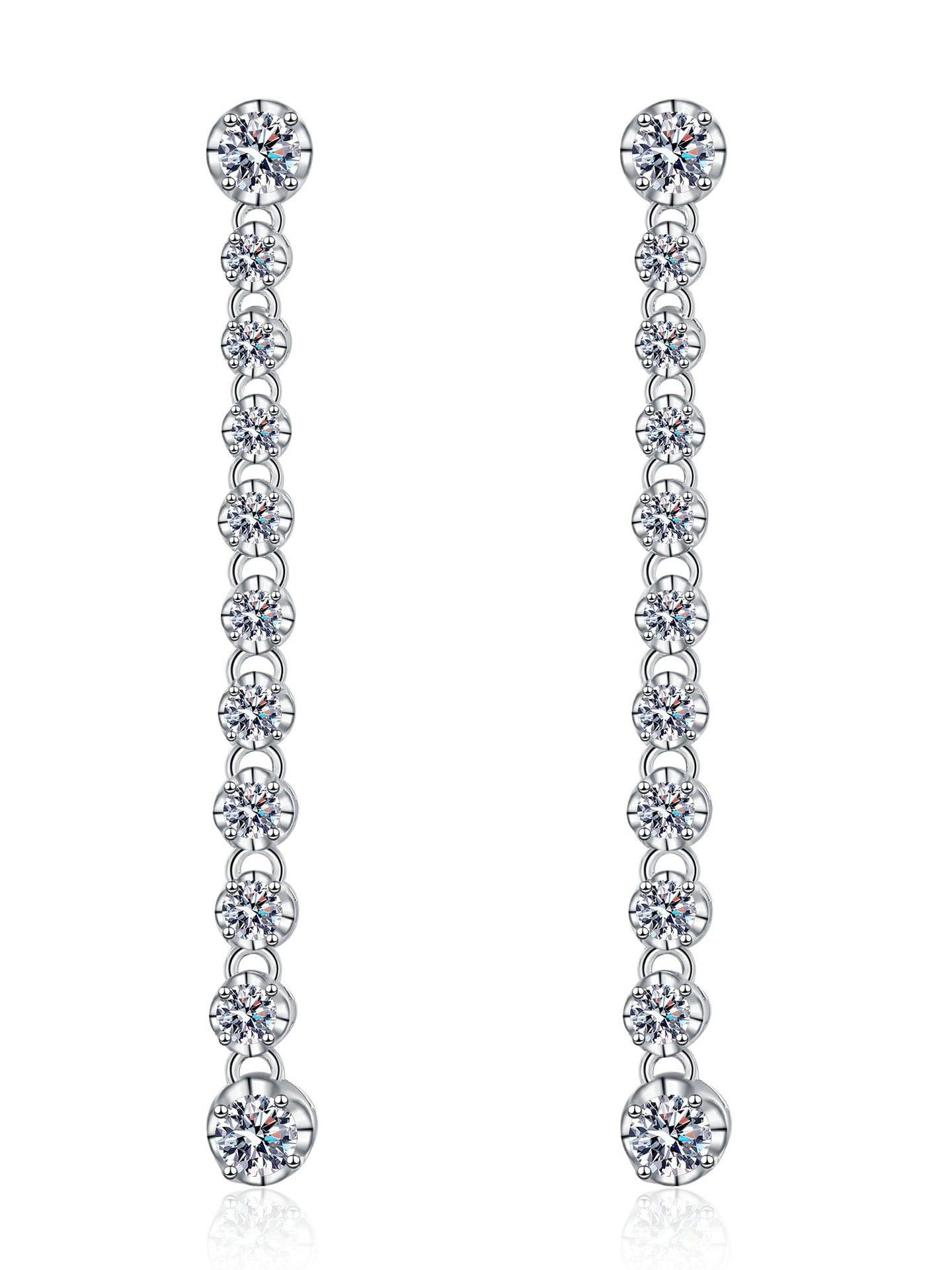 RSE 109 Elegance Redefined Moissanite Geometric Dainty Long Drop Earring 1.18 Ct al-riaz jewellers