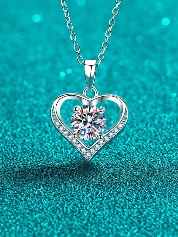 RSP 305 Radiant Love Moissanite Heart Dainty Necklace 1.0 Carat al-riaz jewellers