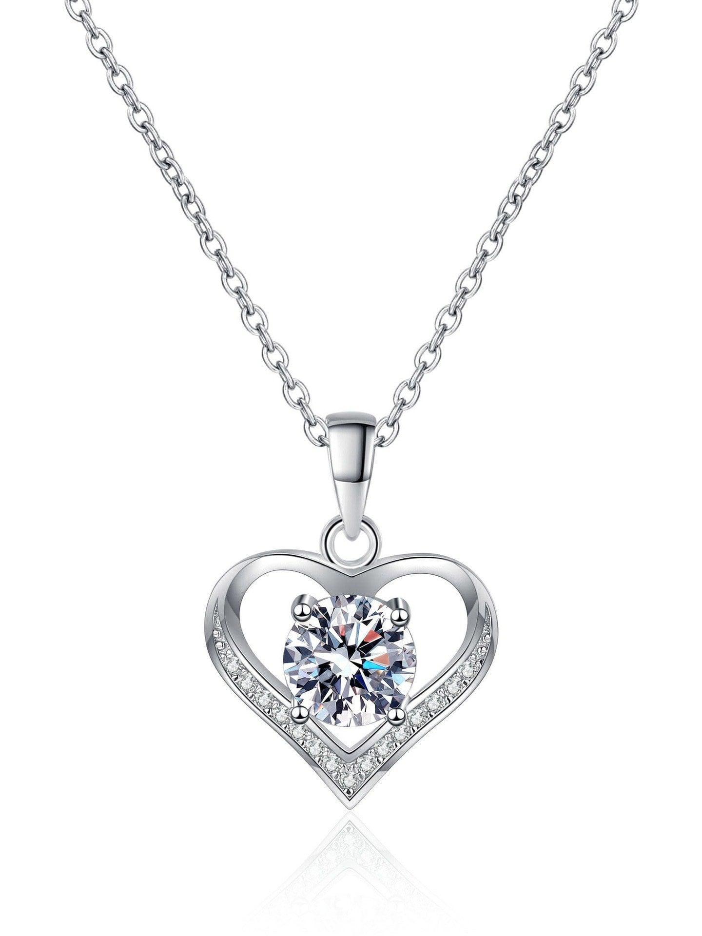 RSP 305 Radiant Love Moissanite Heart Dainty Necklace 1.0 Carat al-riaz jewellers