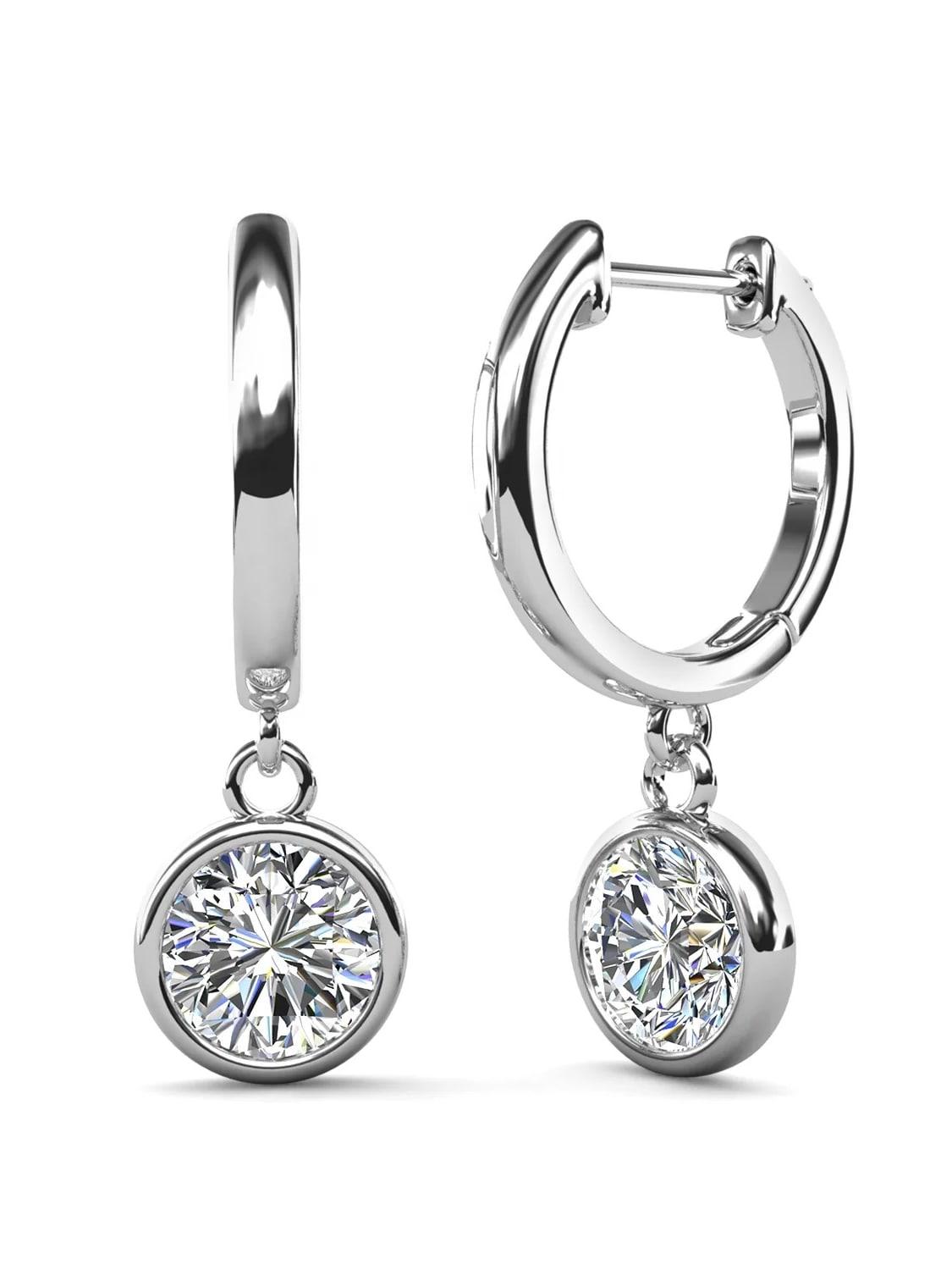 ARR-309 Elegance: Modern Hoop Earrings with 5.0mm Real Moissanite and Sterling Silver 925 al-riaz jewellers