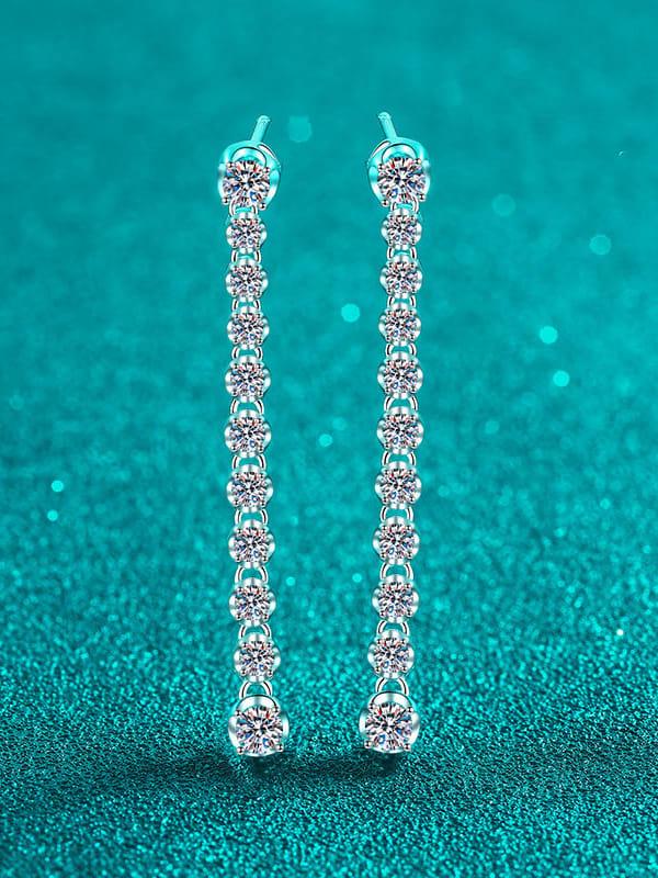 RSE 109 Elegance Redefined Moissanite Geometric Dainty Long Drop Earring 1.18 Ct al-riaz jewellers