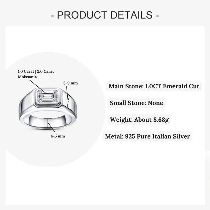 Premium Emerald Cut Original Moissanite Diamond Ring al-riaz jewellers