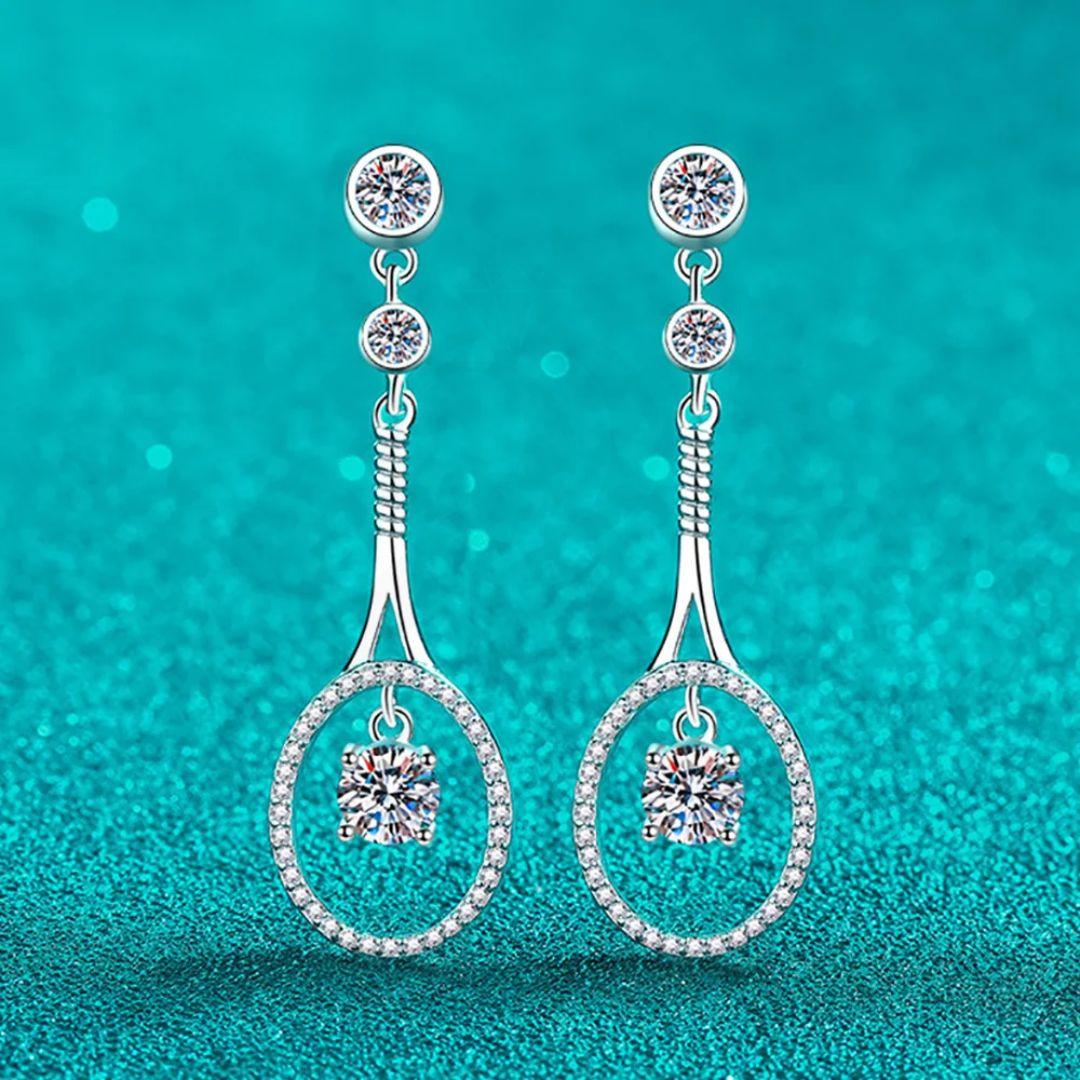 RSE-238 Moissanite Tennis Racket Drop Earrings al-riaz jewellers