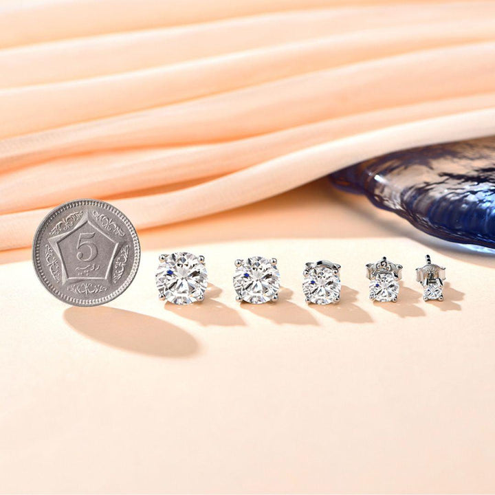 RSE-101 Original Moissanite Stud Earrings in Pure Silver al-riaz jewellers