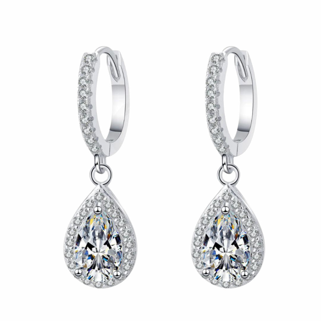 RSE-239 Classic Elegance: Original Moissanite Sterling Silver Teardrop Earrings al-riaz jewellers