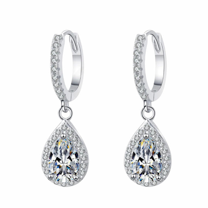 RSE-239 Classic Elegance: Original Moissanite Sterling Silver Teardrop Earrings al-riaz jewellers