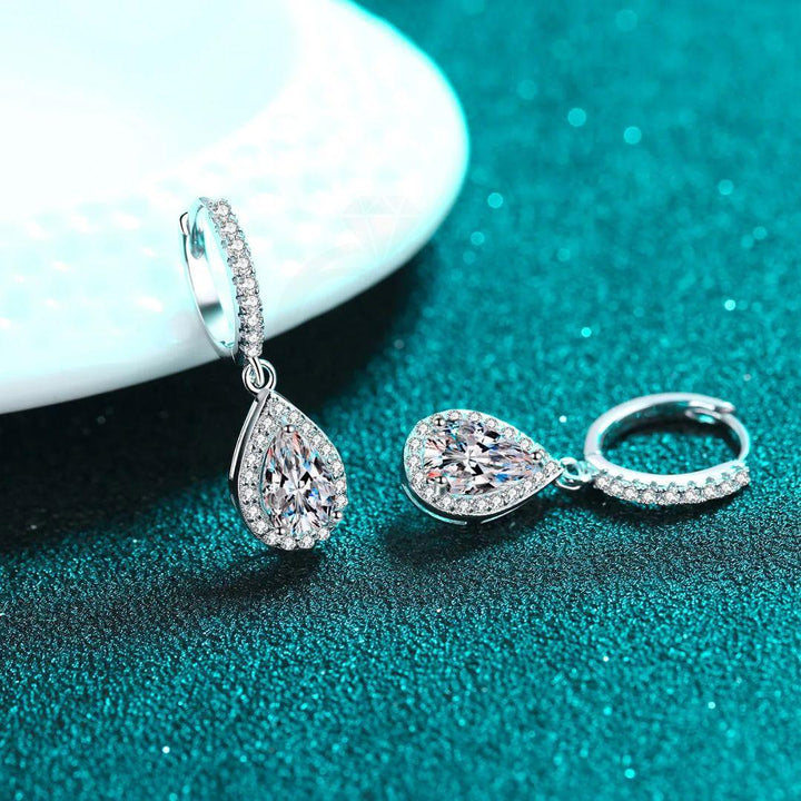 RSE-239 Classic Elegance: Original Moissanite Sterling Silver Teardrop Earrings al-riaz jewellers