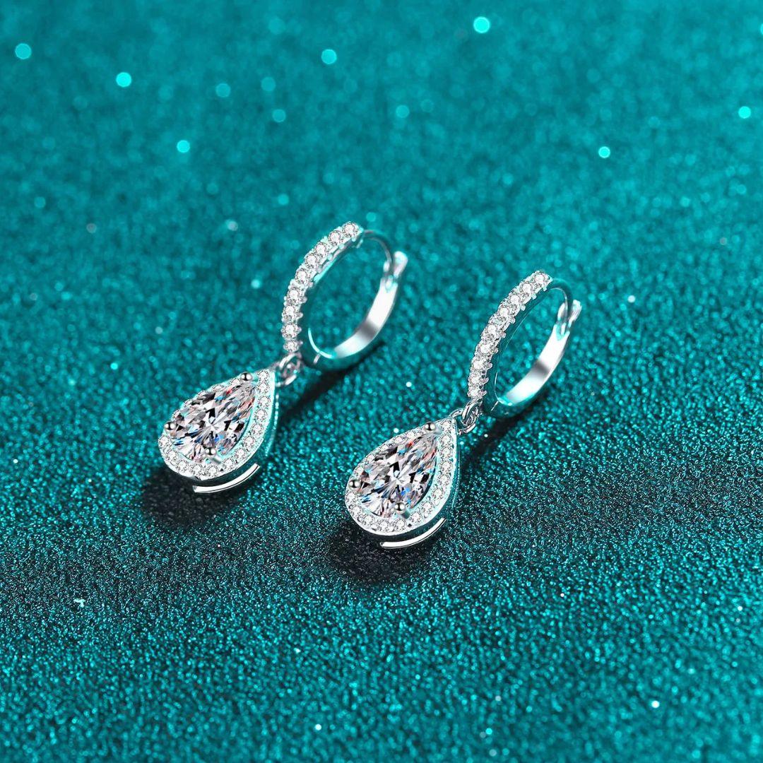 RSE-239 Classic Elegance: Original Moissanite Sterling Silver Teardrop Earrings al-riaz jewellers