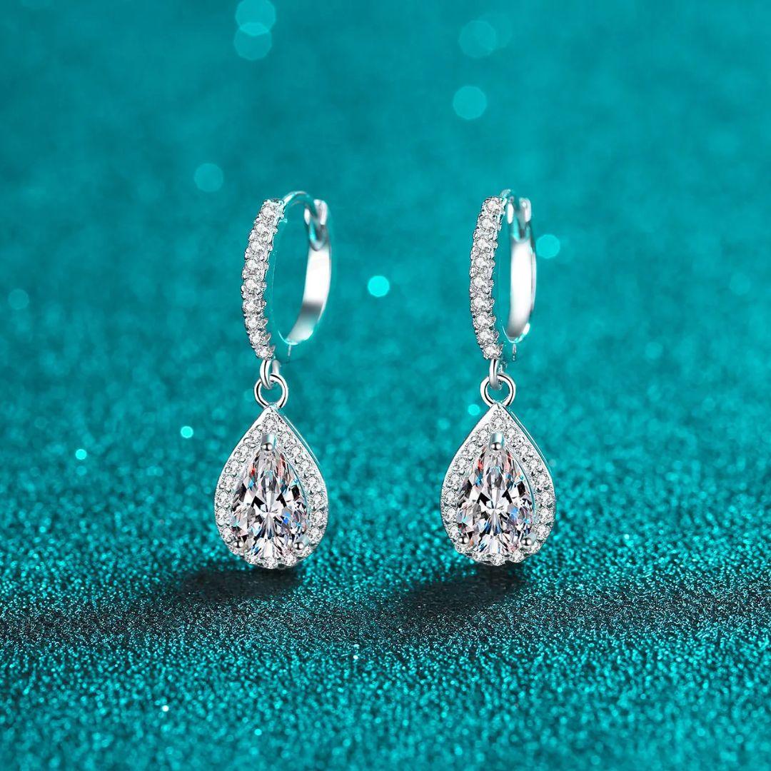 RSE-239 Classic Elegance: Original Moissanite Sterling Silver Teardrop Earrings al-riaz jewellers